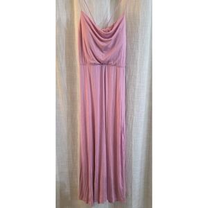 Halara Ribbed Cowl Neck Lace Up Midi Dress Lilac Size Small 28" Waist NWT